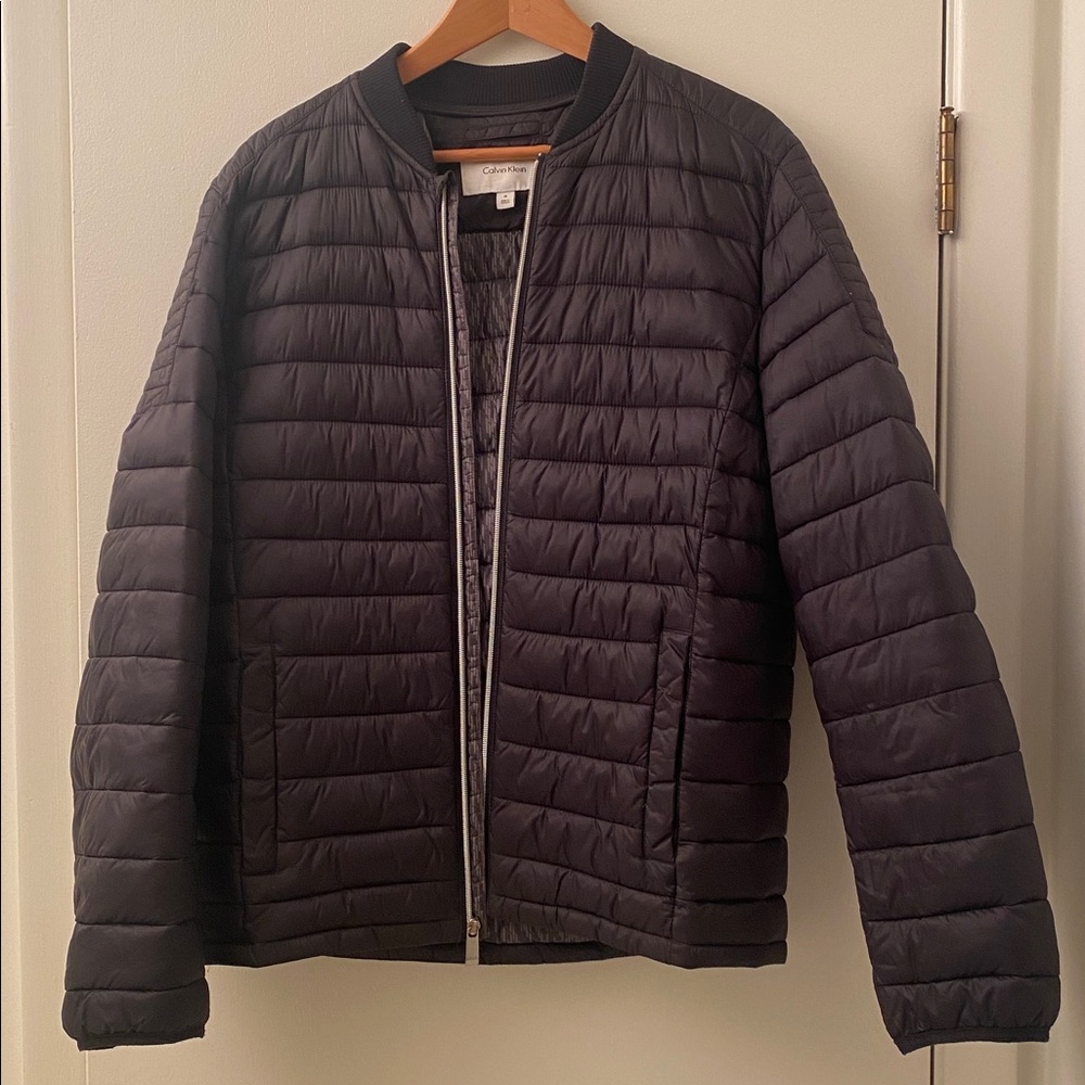 Calvin Klein Black Full Zip Puffer Bomber Jacket Men’s Medium